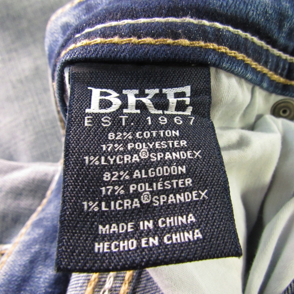 BKE Seth Jeans Men 36x34 Loose Blue Light Wash Straight Leg Stretch Thick Stitch - Picture 6 of 16